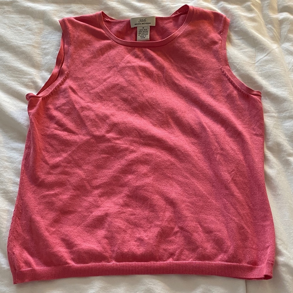 Brooks Brothers Pink Sleeveless Knit Silk Tank Top